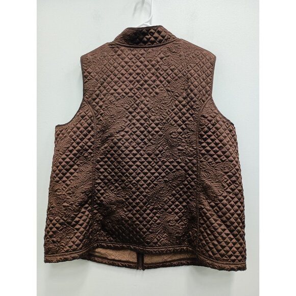 Susan Graver Womens Vest Size 2X Brown Quilted Embroidered Fleece Lined Outdoor - Picture 7 of 8